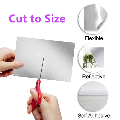 ARSMOGEN 4 Pieces Flexible 6" x 9" Self-Adhesive Non-Glass Plastic Mirror Sheets 1