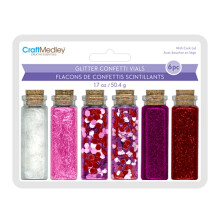 Craft Medley Glitter Confetti Vials 50g 6/Pkg-Rouge