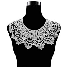 1 Pcs Round White Lace Fabric Garment Decals Shirt Sewing DIY Collar Garment Accessories (Round White)