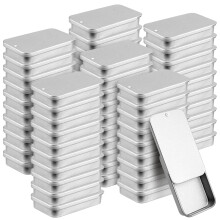 SEHOI 60 Pack Metal Slide Top Tin Containers, 0.5 oz Mini Metal Tin Containers, Rectangle Metal Tin Box with Slide Lids, Empty Storage Organizer Tins