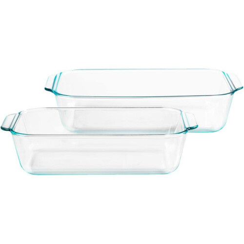 Pyrex 2 Piece Deep Oblong Glass Bakeware Set