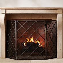 ASumPio Living Room Fire Screen Spark Guard 3-Panel, Folding Fireplace Standing Gate For Charcoal Fire/Flame Furnace, Wide 48 Inch,