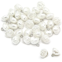 USOSOU 10mm Rose Flower Pearl Buttons, White Faux Pearl Sewing Buttons, for Clothing, Shirts, Skirts, Wedding Dresses, Jewelry Decorations, Vintage H