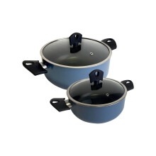 Set of 2 saucepans Ø20Ø24cm with lid in Pressed Aluminium Colour Blue NOIA San Ignacio