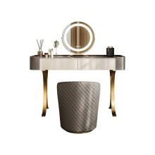 KOHUS Vanity Mirror With Lights And Table Set Slate Dresser Simple Minimalist Storage Cabinet Makeup Table + Makeup Mirror + Makeup Stool Set Desk De