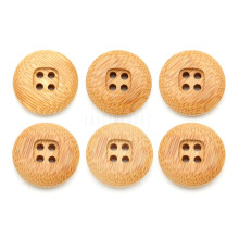 CRAFTMEMORE Bamboo Buttons 4 Holes Round Wood Button for Garment Sewing DIY Crafts B70 (15mm, 12pcs)
