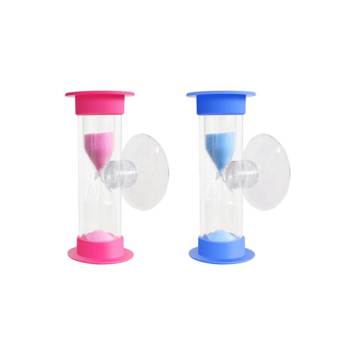 2 Minute Hourglass Sand Timer with Suction Cup，Mini Plastic Sand Clock Timer for Reminde Kids Brushing Time
