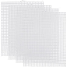 CABODYALS 4Pcs White Plastic Grid Eye Mesh Sheet Rectangle Cross Stitch Needlepoint Therian Canvas Netting Sheets Bulk for Embroidery Acrylic Yarn Cr
