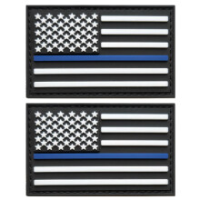 American Thin Blue Line Flag Patch USA Police Flags Tactical Patch -PVC Rubber Hook & Loop Fastener Patch for Hats, Tactical Bags, Jackets, Clothes P