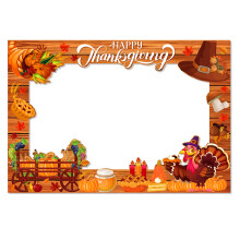 Fall Harvest Photo Booth Props Frame Maple Leaf Pumpkin Thanksgiving Birthday Party Shooting Photo Booth Backdrop Props Family Party Decor Supplies P