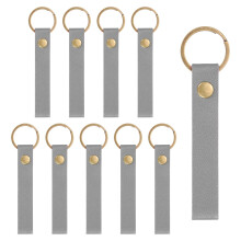 sourcing map 10 Pcs PU Leather Keychain Blanks Bulk Laser Engraving Keychain Leather Key Fob Kit with Key Rings for DIY Supplies Gifts (Gray, 4.5" x