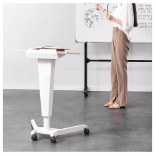MIQXUAN Lectern Podium Stand Lectern Podium Stand with Wheels, Rolling Podium for Teachers, Height Adjustable Laptop Table, Portable Presentation Sta