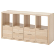 ProTuning KALLAX shelving unit with 4 inserts, 147x77 cm, white stained oak effect