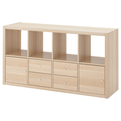 ProTuning KALLAX shelving unit with 4 inserts, 147x77 cm, white stained oak effect