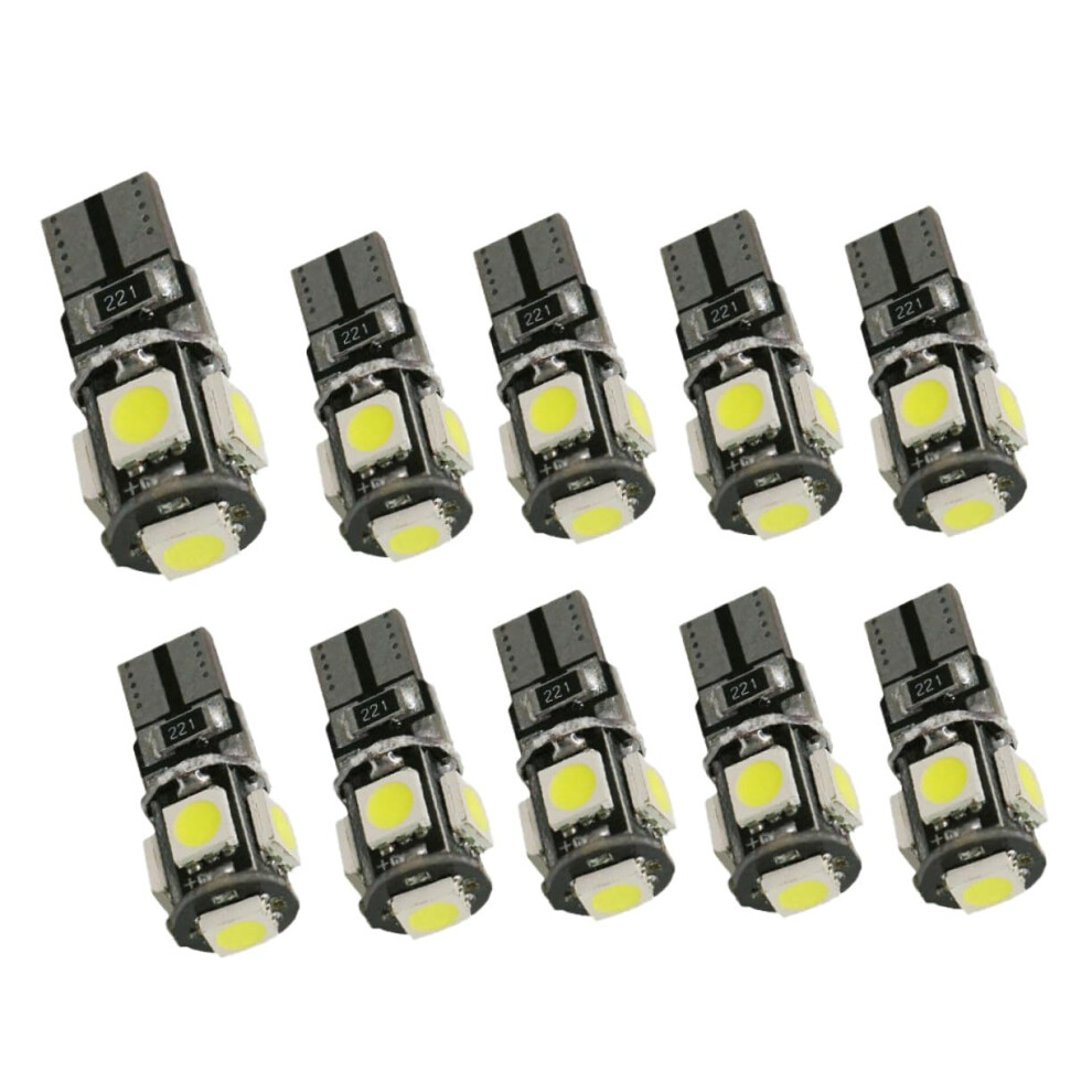 10Pcs Led Car Interior S W5w T10 5050 5Smd Wideangle License Plate Bulbs Error Light 9199774954846