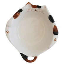 Ceramic Fruit Bowl with Lovely Cat Design, Microwave and Dishwasher Safe Salad Serving Dish
