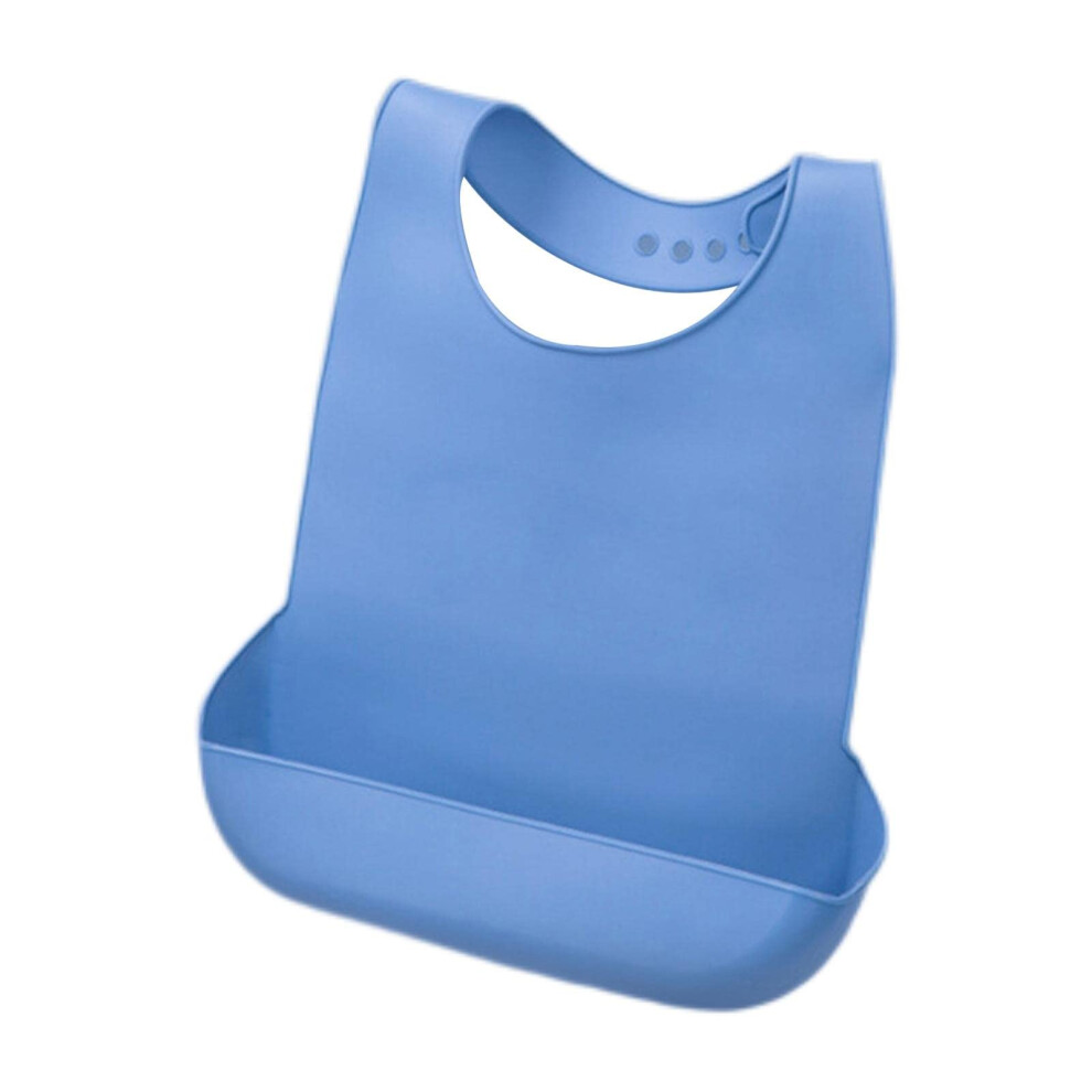 Gray Adult Bib With Crumb Catcher, Size M, Easy To Clean, For Disabled Patients And Seniors, Colors Greyblue