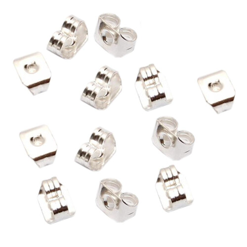 50 Pcs Silver Plated Earring Back Stoppers 2