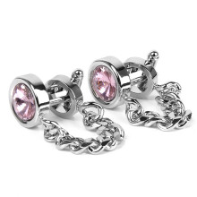 1 Pair Men's Wrap Around Chain Pink Crystal Cuff links Cufflinks Weddi