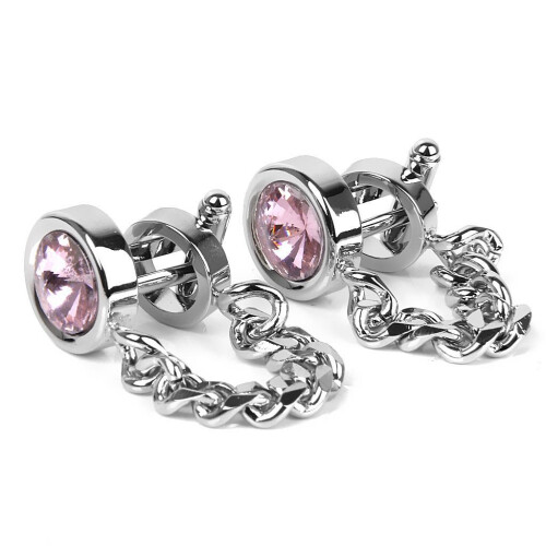 1 Pair Men's Wrap Around Chain Pink Crystal Cuff links Cufflinks Weddi