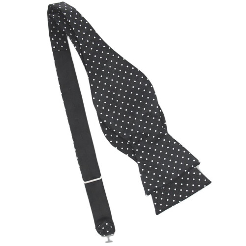 Classic White Dots Self Tie Black Bow Tie 1# 1