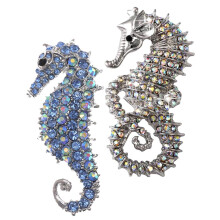 2pcs Vintage Crystal Rhinestone Seahorse Brooch Pin Wedding Party Jewe