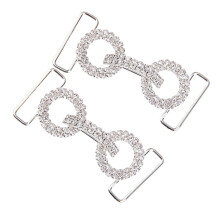 2pcs Double Ring Crystal Rhinestone Buckle Bikini Chain Side Connector