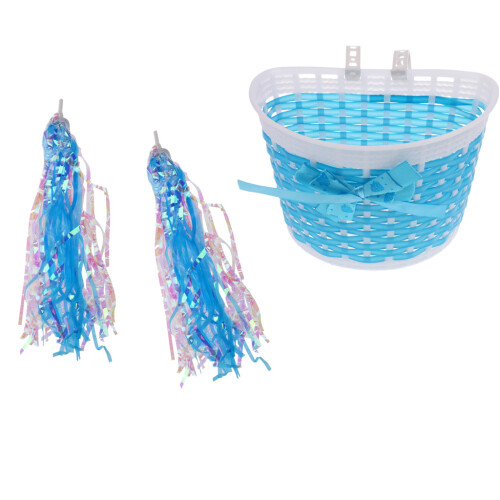 Bike Handlebar Sparkle Streamer Tassels + Front Basket Pouch Detachabl 2