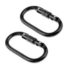 2 Pieces 25KN Oval Steel Screw Lock Carabiner for Rock Climbing Rappel