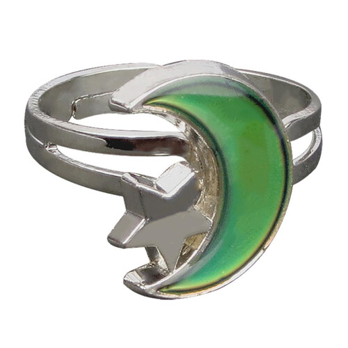 Moon and Star Shape Color Change Mood Ring Emotion Feeling Changeable 2