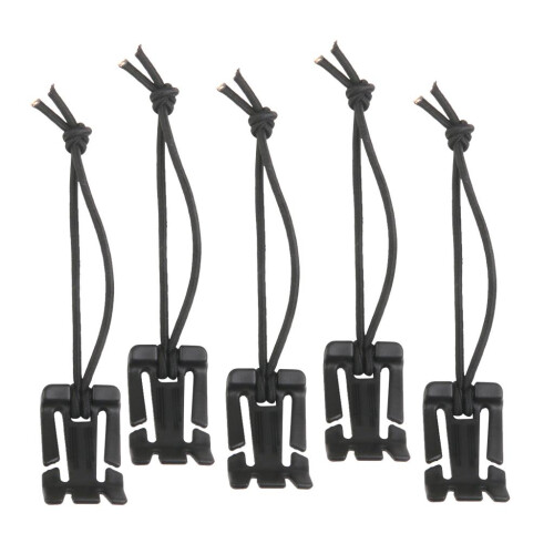 5pcs Black Outdoor Molle Style Elastic Cord Webbing Hang Buckle Roll C