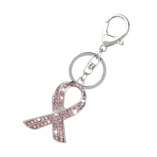 Pink Ribbon Crystal Charm Pendant Key Ring Key Chain 2