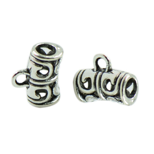 50pcs Antique Silver Hollow bail beads 2