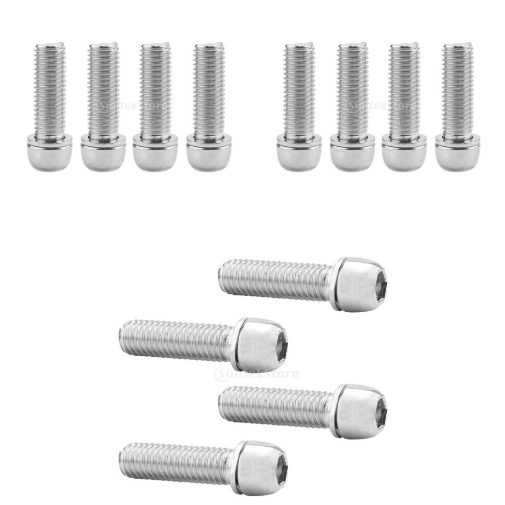 12Pcs Bicycle Stem Screws Water Bottle Cage Bolts Socket Screws Silver 6901423389076