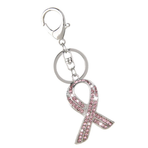 Pink Ribbon Crystal Charm Pendant Key Ring Key Chain 1