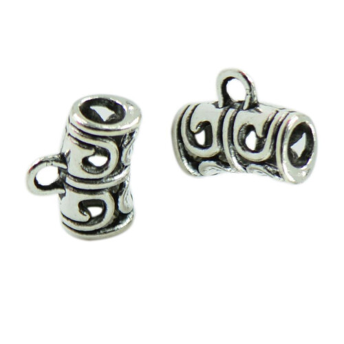 50pcs Antique Silver Hollow bail beads 1