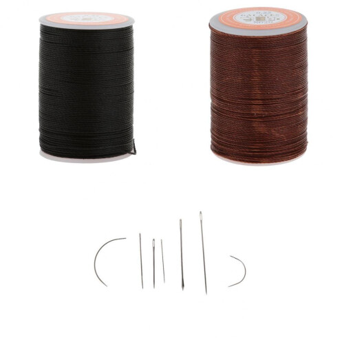 9 Pieces Leather Waxed Thread Sewing Thread Needles Leather Curved Can 1
