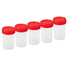 5x 60ml Plastic Graduated Measuring Specimen Cup Sterile Container wit