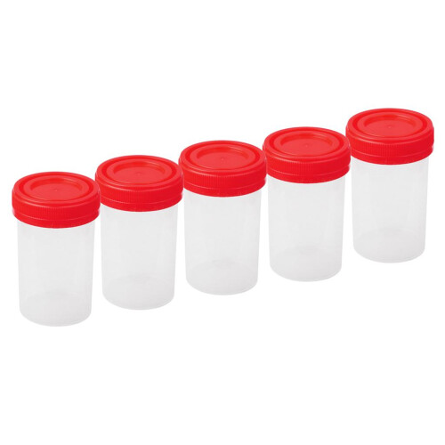 5x 60ml Plastic Graduated Measuring Specimen Cup Sterile Container wit