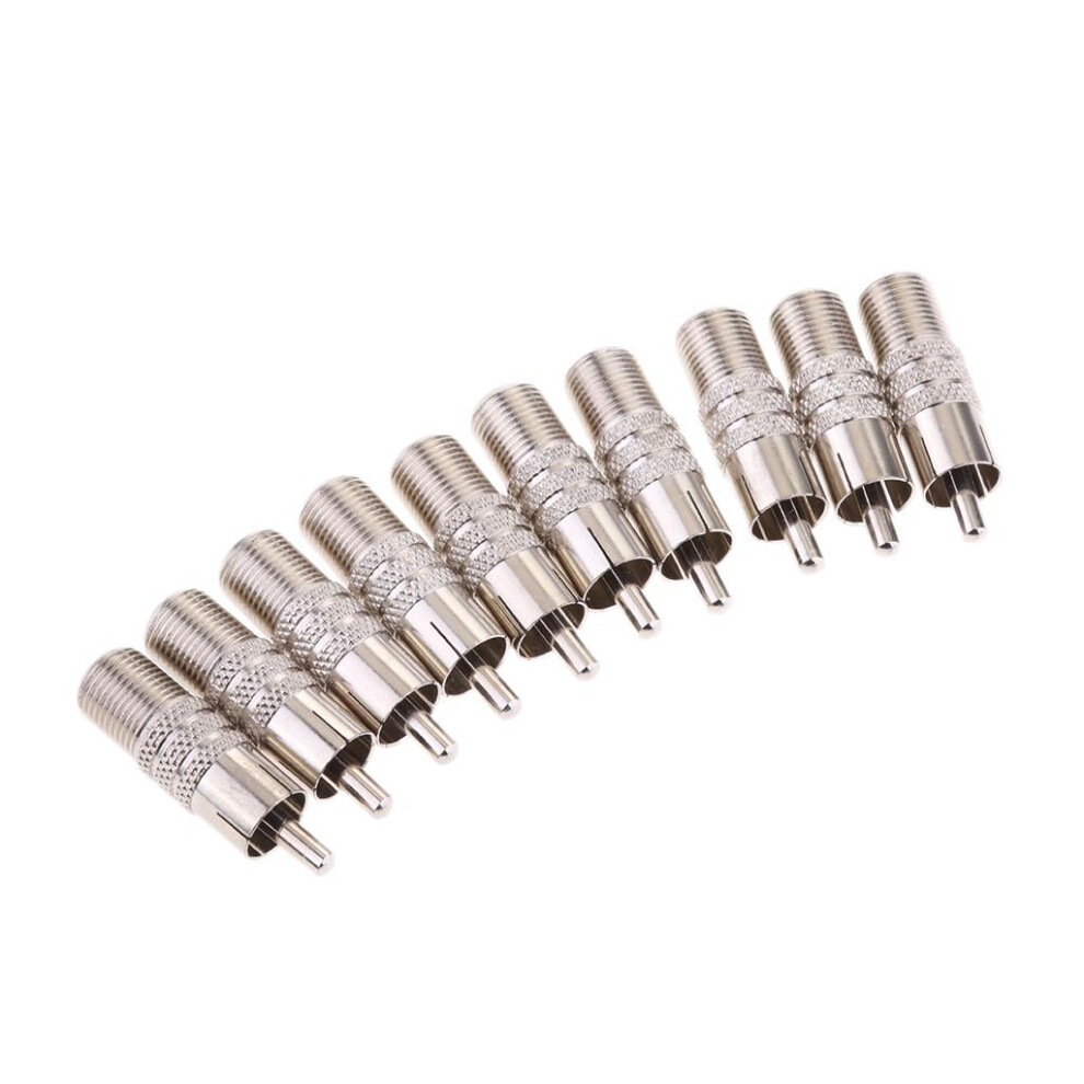 10X F Type Female To Rca Male Coax Coaxial Cable Audio Adapter Connect 6901423383852