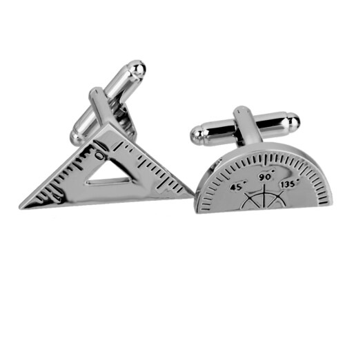 1 Pair Wedding Groom Men Math Triangle Ruler Cufflinks Cuff Links Silv