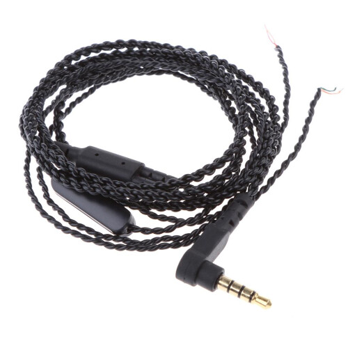 3.5mm Earphone Audio Cable & Mic Replacement Headphone Braided Wire DI 1