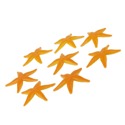 Plastic PVC Starfish Model Kids Toy Yellow Color 8pcs 2