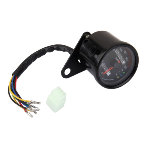 Universal Motorcycle Dual Odometer Speedometer Gauge LED Background Li 2