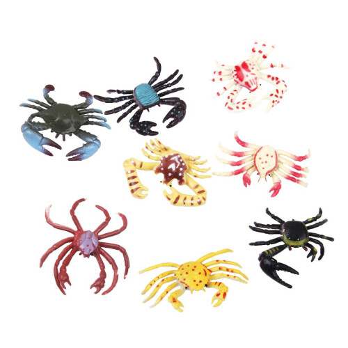 Plastic PVC Crab Model Kids Toy 8pcs Multi-color 2