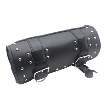 Leather Motorcycle Tool Bag Fork Handlebar Buckle Bags Black for