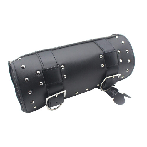 Leather Motorcycle Tool Bag Fork Handlebar Buckle Bags Black for