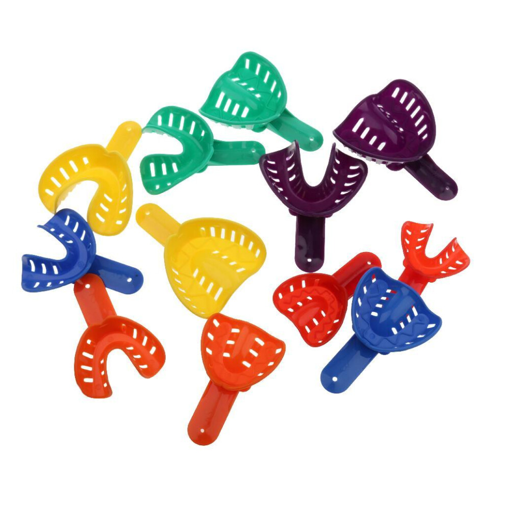 12pcs Mixed Colors Plastic Dental Impression Trays Supply Autoclavable