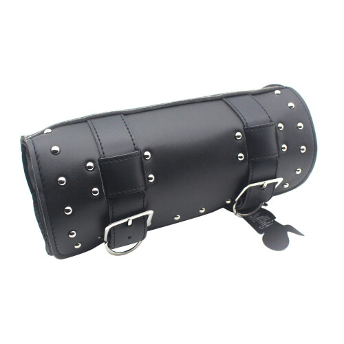 Leather Motorcycle Tool Bag Fork Handlebar Buckle Bags Black for 2