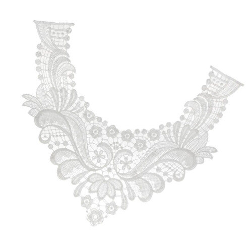 Vintage Lace Embroidered Neckline Collar Neck Patch Sewing Applique Wh